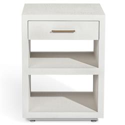 Livia Modern Classic Natural White Wood Linen Textured Nightstand - Small