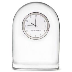 Simon Pearce Barre Glass Modern Clear Glass Round Table Clock