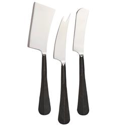 Simon Pearce Woodbury Modern Black Handle Stainless Steel Cheese Knife Set
