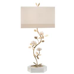 John-Richard Quartz Hollywood Antique Brass Metal White Marble Base Table Lamp