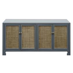 Worlds Away Sofia Coastal Beach Natural Woven Cane Grey Wood Sideboard