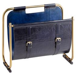 Paul Modern Gold Iron Blue Leather Magazine Rack
