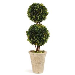 Marin French Country Green Boxwood Double Sphere Topiary - Small