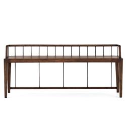 Enola Rustic Lodge Brown Solid Mango Wood Grey Iron Bench