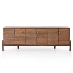 Rissa Mid Century Modern Brown Acacia Wood Media Console