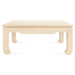 Bethany Coastal Natural Twill Fabric Chow Feet Square Coffee Table