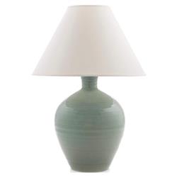 Simon Pearce Belmont Modern Empire Shade Crackle Celadon Pottery Table Lamp