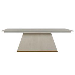 Ferris Modern White Mahogany Wood Gold Band Base Dining Table - 92"W