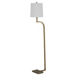 Hawthorne Modern Classic White Linen Antique Brass Iron Floor Lamp