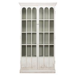 Audrey French Country Clear Glass Door Whitewashed Pine Wood Display Case