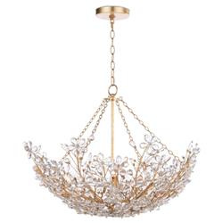 Cheshire Regency Crystal Flowers Shade Gold Metal Chandelier