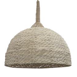 Palecek Wisteria Coastal Beach White Woven Wicker Statement Pendant