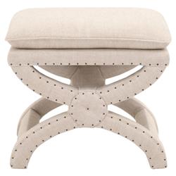 Greta Modern Classic Cream Upholstered Curved Wood Base Stool