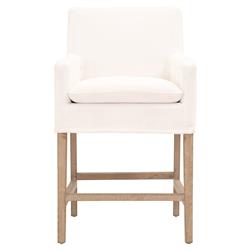 Danielle Modern Classic White Performance Slipcover Oak Wood Counter Stool