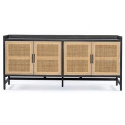Corazon Global Bazaar Woven Natural Cane Black Wash Mango Wood Sideboard