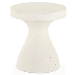 Serenity Industrial Loft Textured White Concrete Round Outdoor Pedestal End Table