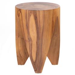 Lydia Global Bazaar Natural Teak Wood Round Outdoor Side End Table