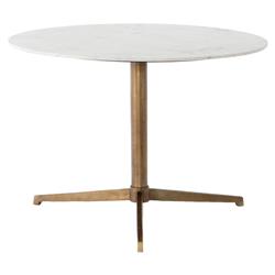 Parker Modern Classic Brown Aluminum White Marble Top Bistro Dining Table - 42"W