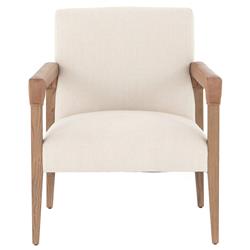 Jolie Modern Classic Cream Upholstered Brown Wood Living Room Arm Chair