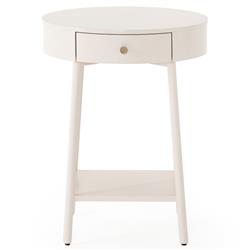 Tyra Hollywood Regency White Wood 1 Drawer Nightstand