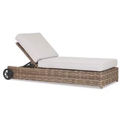 Aria Brown Rattan White Performance Adjustable Outdoor Chaise Lounge