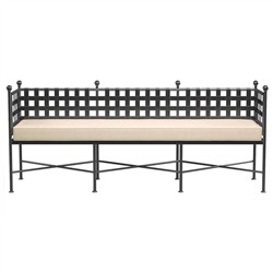Aurore French Beige Sunbrella Cushion Metal Outdoor Garden Bench