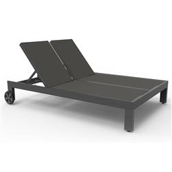 Finn Mid Century Grey Aluminum Performance Outdoor Double Chaise