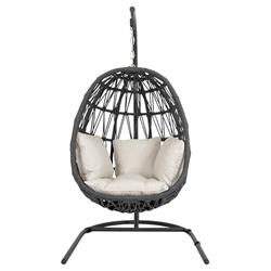 Levi Coastal Grey Aluminum White Sunbrella Outdoor Egg Chair