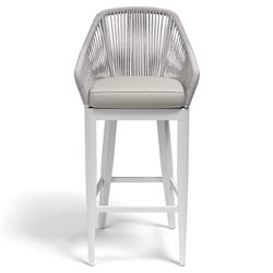 Mateo Coastal Woven Silver Rope Performance Aluminum Outdoor Bar Stool