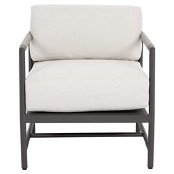 Aurora Mid Century Grey Aluminum Sunbrella Outdoor Lounge Arm Chair