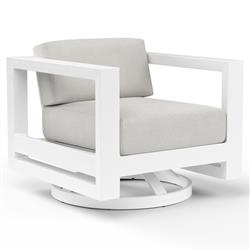 Roman Industrial White Aluminum Sunbrella Outdoor Swivel Arm Chair