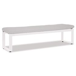 Roman Industrial White Aluminum Sunbrella Outdoor Dining Bench