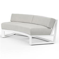 Roman Industrial White Aluminum Sunbrella Curved Outdoor Sofa