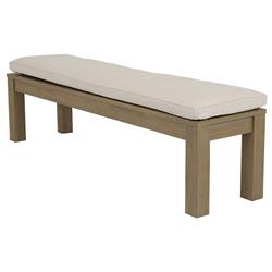 Amina Coastal Natural Teak White Sunbrella Outdoor Dining Bench