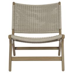 Amina Coastal Natural Teak Grey Woven Wicker Outdoor Accent Chair