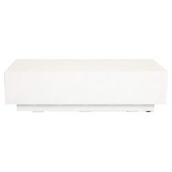 Charlie Modern White Glass Fiber Concrete Rectangular Outdoor Coffee Table