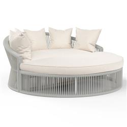 Mateo Coastal Sunbrella Silver Grey Aluminum Round Outdoor Daybed