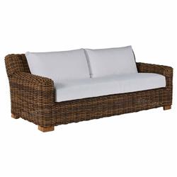 Montauk White Performance Brown Wicker Outdoor Sofa - 84.25"W