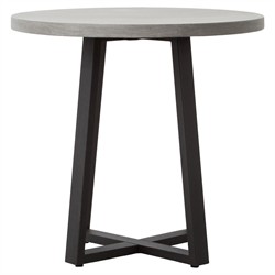 Maceo Modern Grey Stone Black Iron Round Outdoor Bistro Dining Table - Small - 31.5"W