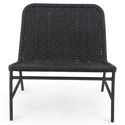 Ruben Coastal Beach Dark Grey Rope Black Aluminum Outdoor Lounge Side Chair