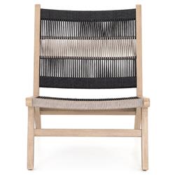 Liana Coastal Beach Teak Wood Dark Grey Woven Rope Cushion Outdoor Lounge Chair