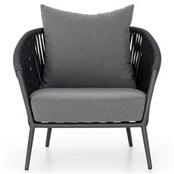 Porter Coastal Beach Grey Cushion Dark Bronze Aluminum Rope Outdoor Lounge Chair