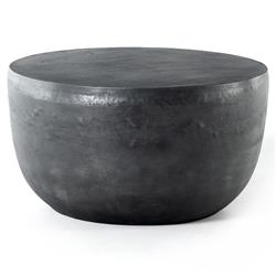 Bailey Industrial Loft Grey Aluminum Round Drum Outdoor End Table
