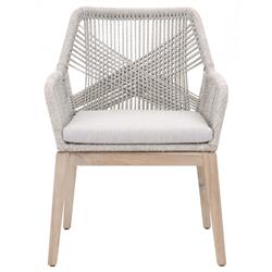 Lorry Coastal Taupe Rope Grey Teak Outdoor Dining Arm Chair - Set of 2