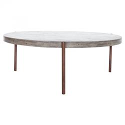 Memphis Industrial Grey Concrete Brown Metal Classic Round Outdoor Coffee Table