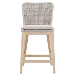 Kailey Coastal Taupe Woven Rope Grey Teak Outdoor Counter Stool
