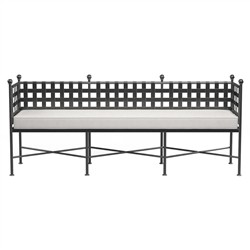 Aurore French White Canvas Cushion Metal Outdoor Garden Bench