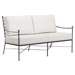 Aurore French White Canvas Cushion Metal Outdoor Loveseat