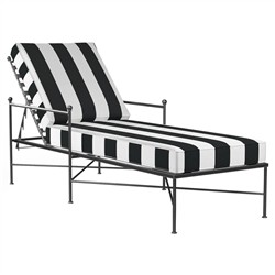 Aurore White Black Stripe Cabana Cushion Metal Outdoor Chaise Lounge