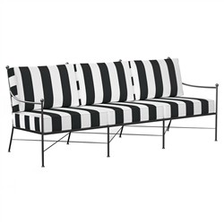 Aurore White Black Stripe Cabana Cushion Metal Outdoor Sofa